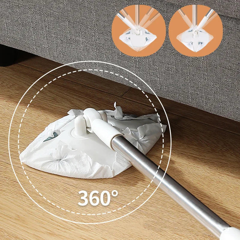 Rotating mop head reaching under couch for easy cleaning