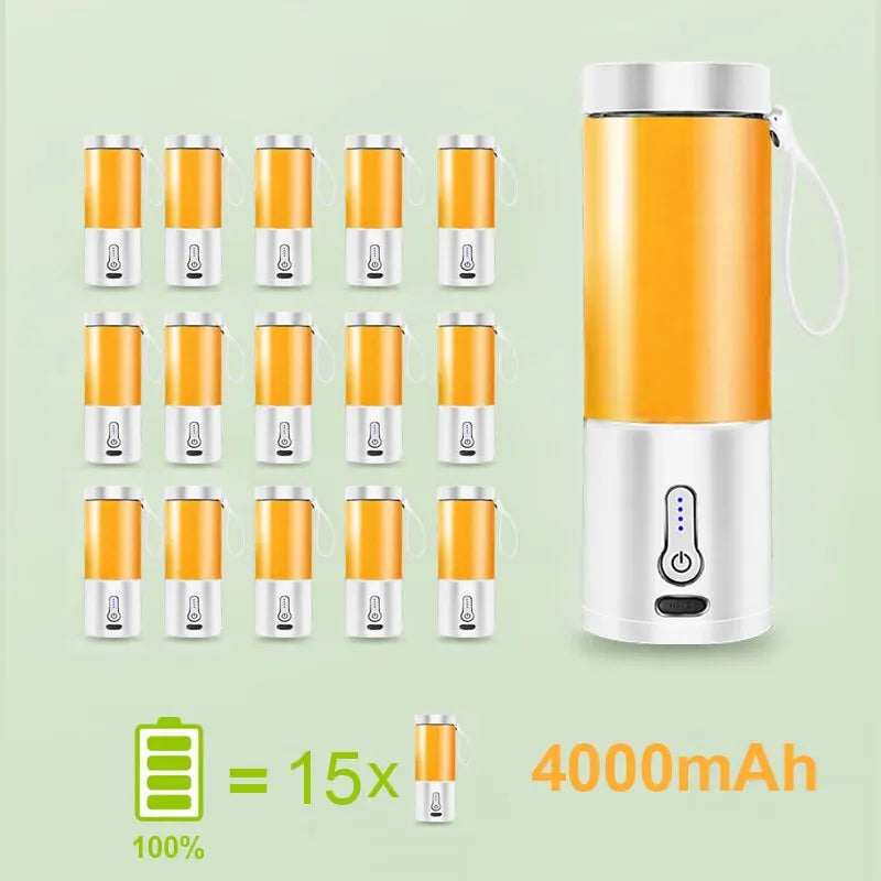 530ML Portable Blender with 4000mAh Battery β Up to 15 Uses on Full Charge