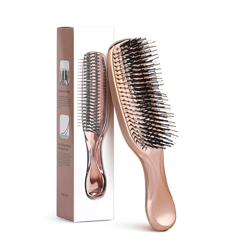 Rose gold scalp massage comb with box – travel-friendly brush for haircare and scalp therapy