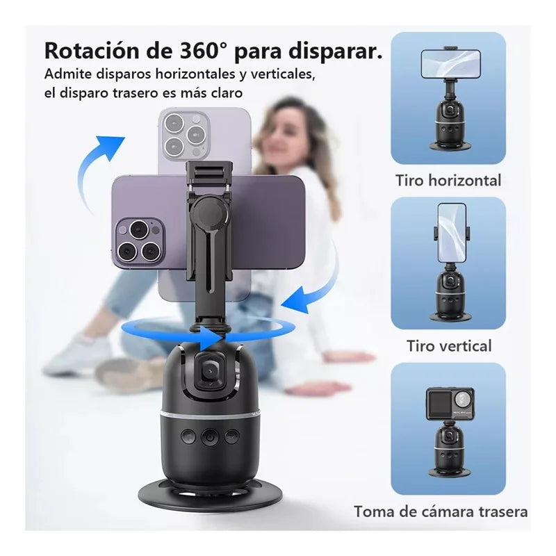 360-degree rotating phone gimbal for horizontal and vertical shooting