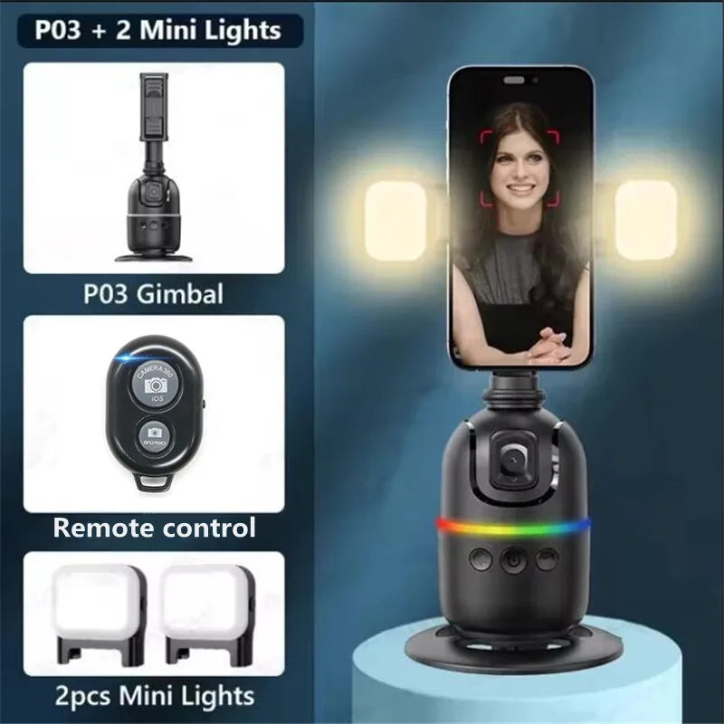 AI gimbal with remote control and two mini fill lights included