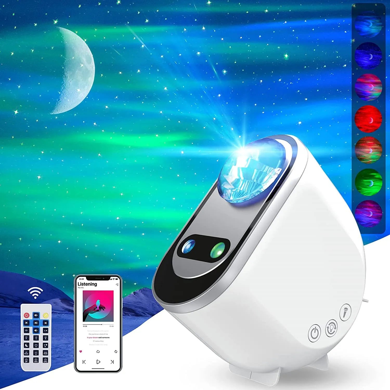 Aurora projector with remote control and Bluetooth for music sync