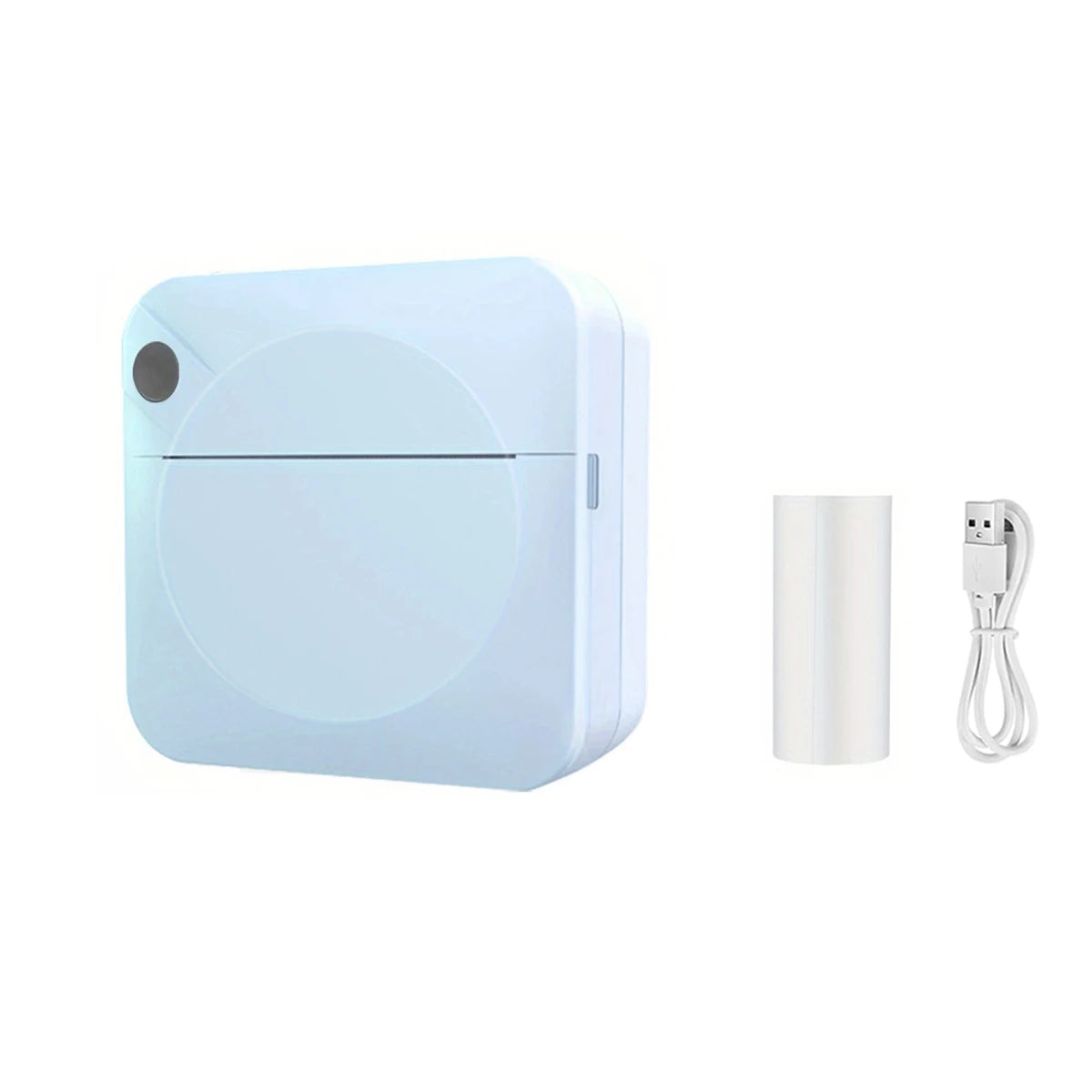 Portable device with a cable on a white background