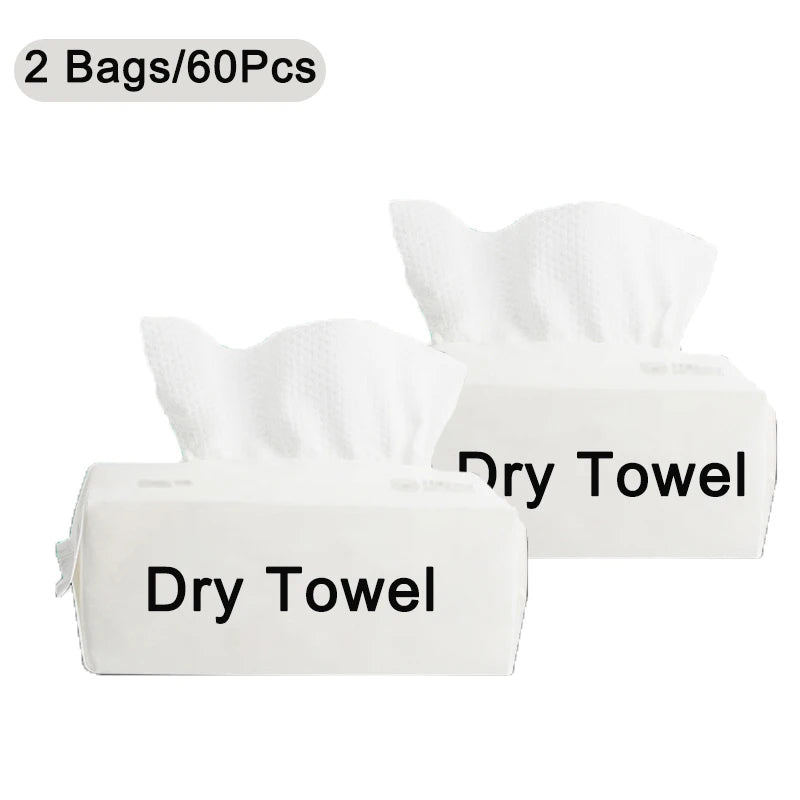 Two packs of 60 disposable dry towels for rotating mop
