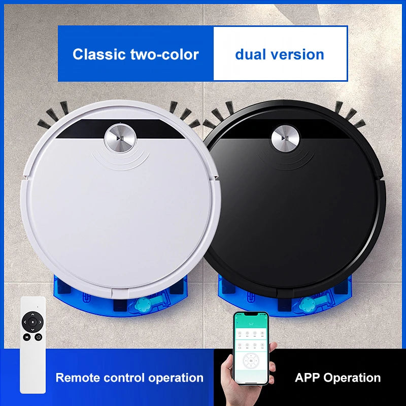 Black and white dual-version smart robot vacuum cleaner with app and remote control