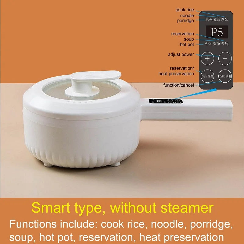 Smart multifunctional cooker without steamer showing cooking options