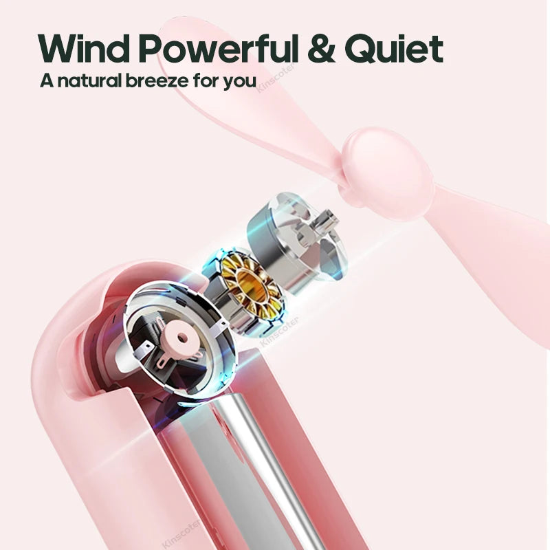 Close-up of the powerful and quiet motor inside the pink Kinscoter mini fan