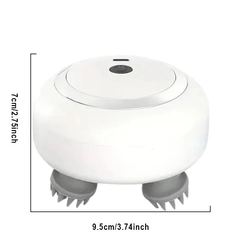 White grooming tool with measurement details on a white background