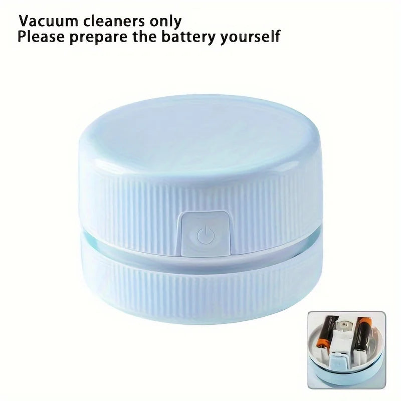 Round white device with power symbol on a white background, labeled 'Vacuum cleaners only. Please prepare the battery yourself'.