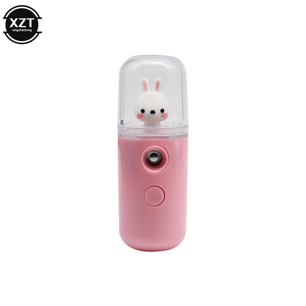 Pink handheld device with a cartoon character on a white background