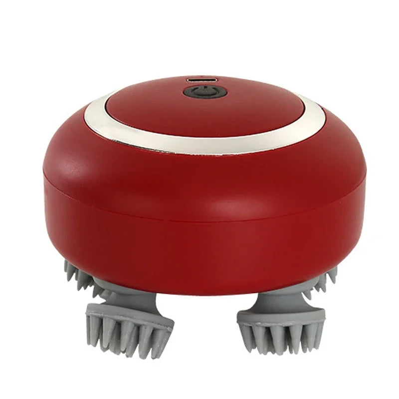 Red and gray handheld scrubber on a white background