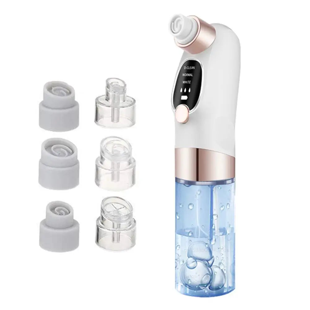 Skincare device with multiple attachments on a white background