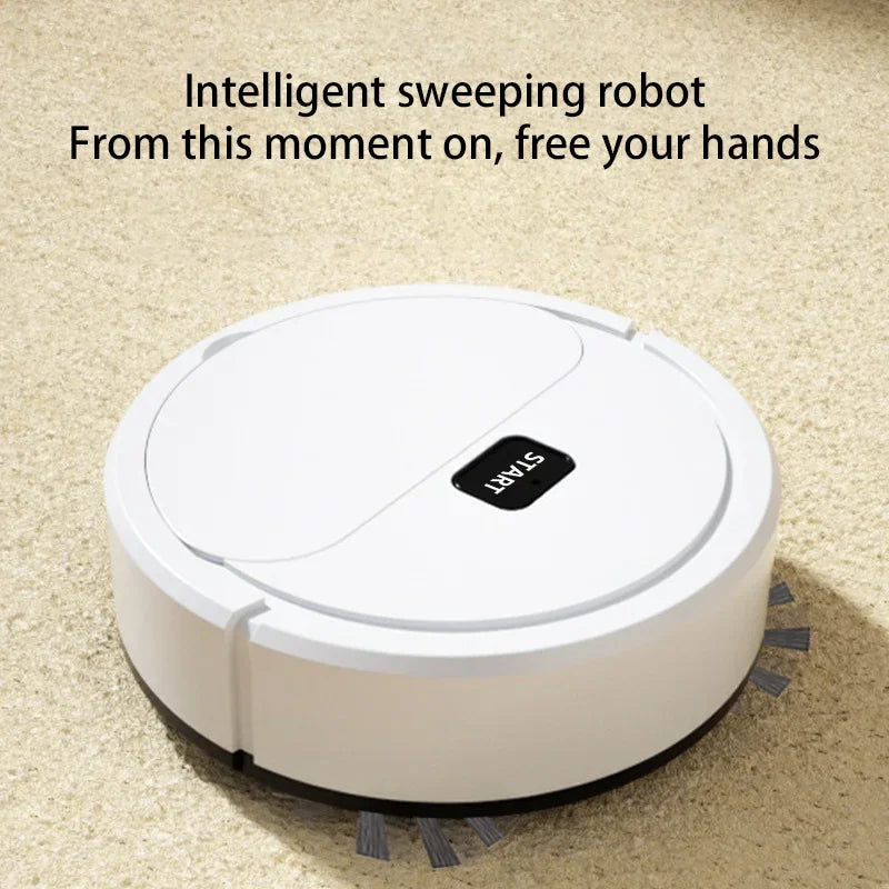 Intelligent sweeping robot vacuum on carpet with hands-free cleaning