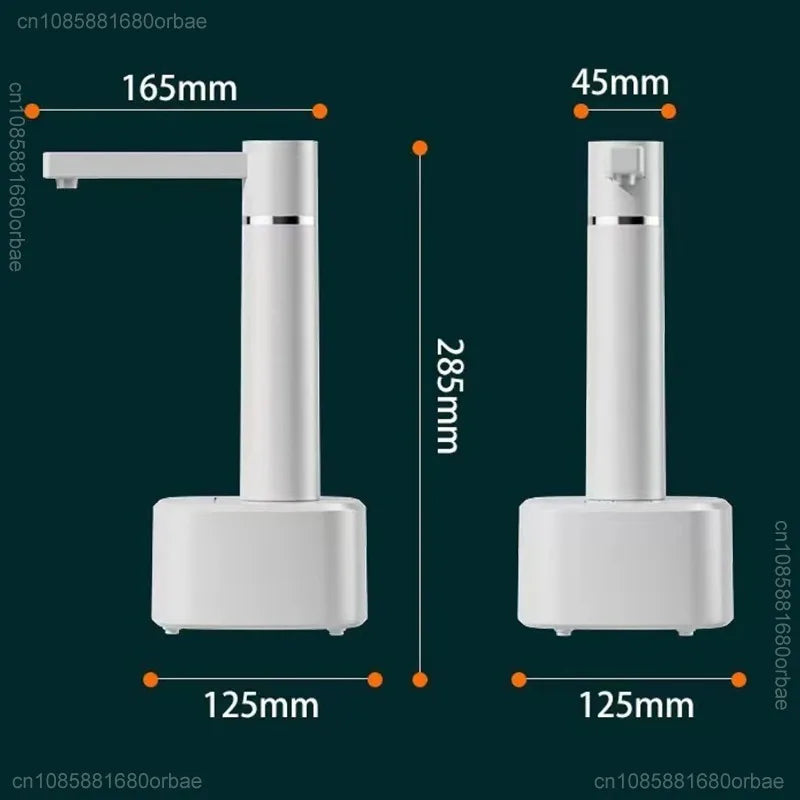 White 3-gear Smart Automatic Water Dispenser with dimensions labeled: 165mm width, 285mm height, 45mm spout height, and 125mm base width.