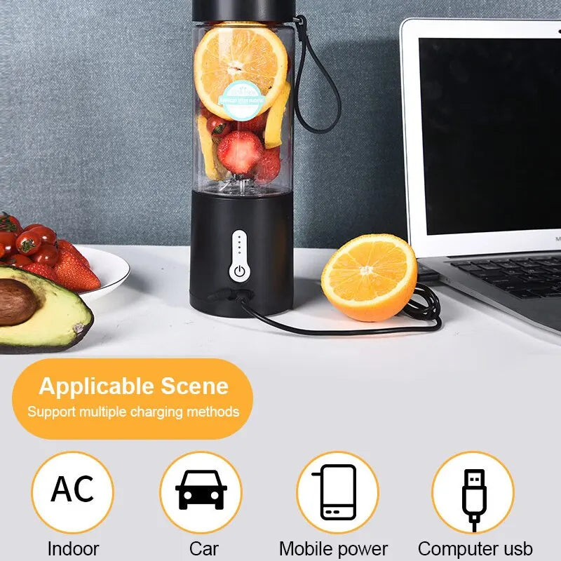 Portable Blender Charging via Laptop USB β Suitable for Home, Car, and Power Bank