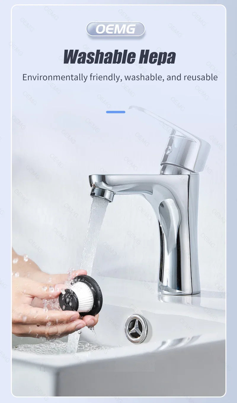 Washing reusable HEPA filter under faucet