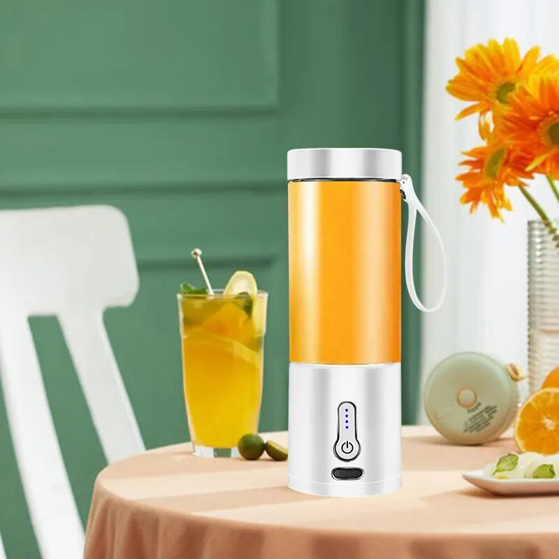 White Portable Blender Filled with Juice β Stylish Kitchen Table Setup