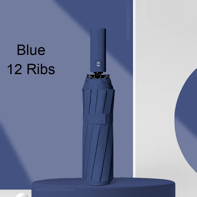 Blue Xiaomi 12-rib umbrella with strong frame and compact design