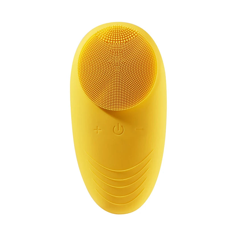 Bright yellow silicone face brush for vibrant skincare routine
