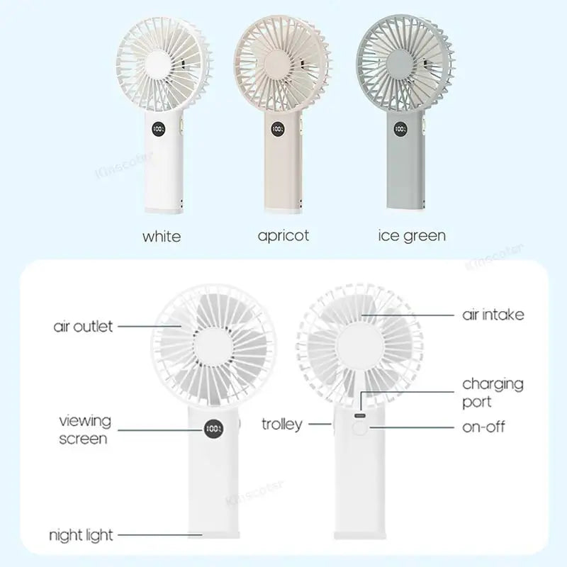 New Handheld Personal Fan Portable Mini USB Hand Fan 3600mAh Rechargeable Mini Fan with Stepless Speed Control Display Nightligh - SmartBlip