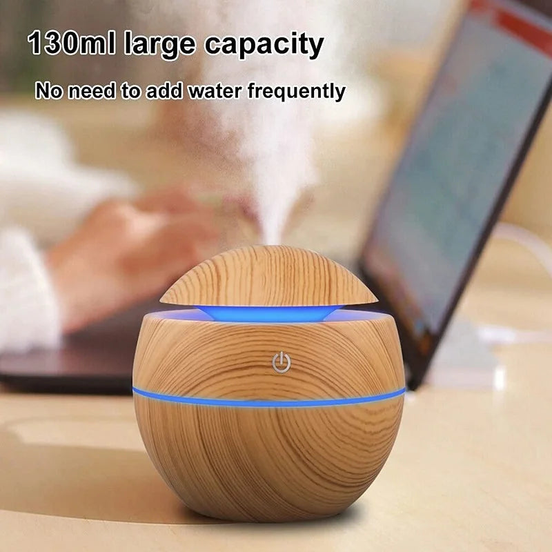 Humidifier Electric Air Aroma Diffuser Wood Ultrasonic 130ML Air Humidifier Essential Oil Aromatherapy Cool Mist Maker For Home - SmartBlip