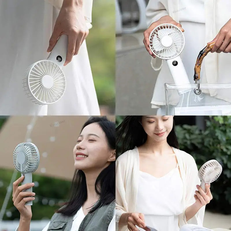 New Handheld Personal Fan Portable Mini USB Hand Fan 3600mAh Rechargeable Mini Fan with Stepless Speed Control Display Nightligh - SmartBlip