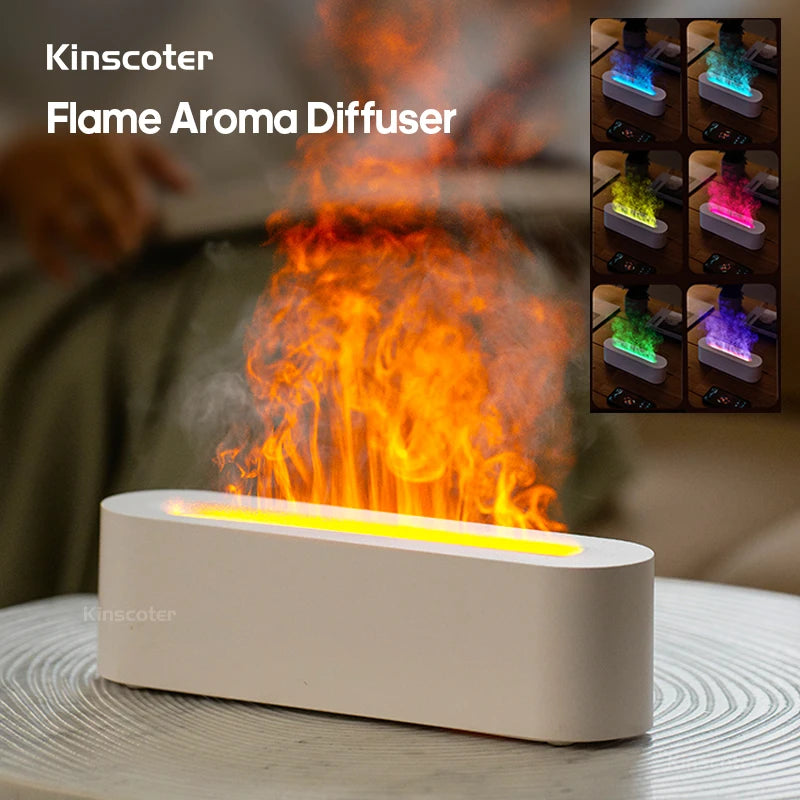 KINSCOTER Essential Oil Aroma Diffuser Flame Air Humidifier Ultrasonic Cool Mist Difusor with  RGB Realistic Fire Night Light - SmartBlip