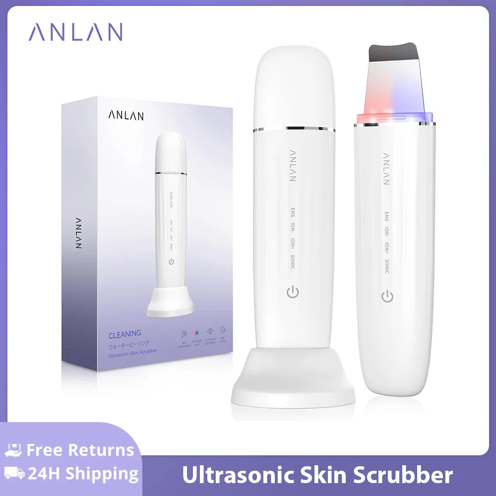 ANLAN Ultrasonic Skin Scrubber Peeling Facial Ultrasonic EMS Face Lifting LED Therapy Skin Care Pore Deep Cleansing Machine IPX7 - SmartBlip