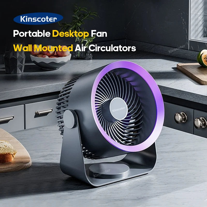 KINSCOTER Cordless Electric Fan Desktop Wall Mount Air Circulator Fan Home Portable Silent Air Cooling Cooler 4000mah Battery - SmartBlip