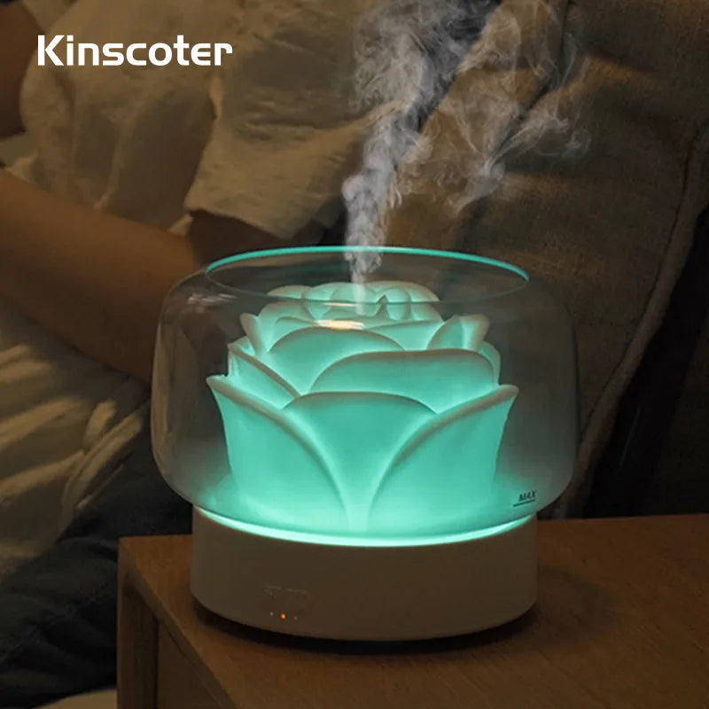 KINSCOTER 400ml Flower Aroma Diffuser Electric Mist Maker Aromatherapy Essential Oil Air Humidifier for Holidays Gift - SmartBlip