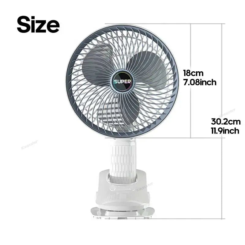 Home Electric Clip Fan Portable Cordless 1200mah Desktop Wall Fan Ventilator Handheld Personal Fan - SmartBlip