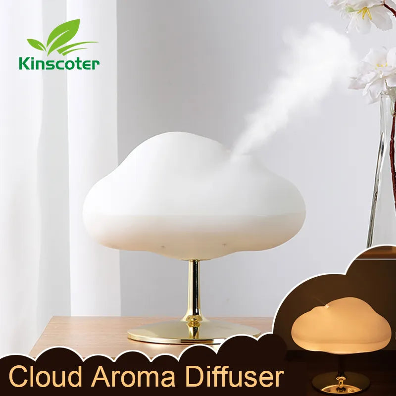 Kinscoter Cloud Air Humidifier Aromatherapy Fragrance Essential Oil Diffuser Warm Colors Night Light Mode - SmartBlip