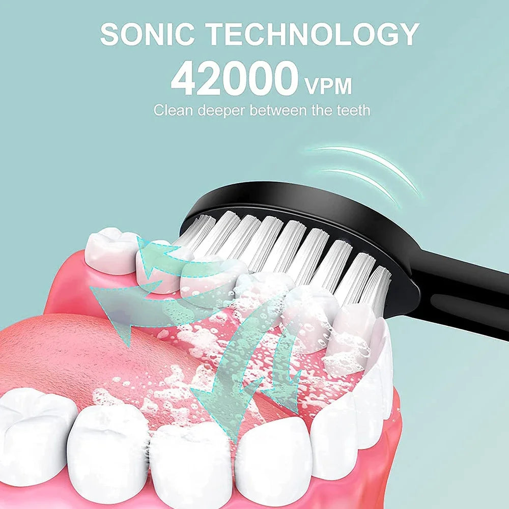 Electric Toothbrush Smart Timing Tooth Brush USB Rechargeable Teeth Clean Whitening Sonic Toothbrush With Replacement Head - SmartBlip