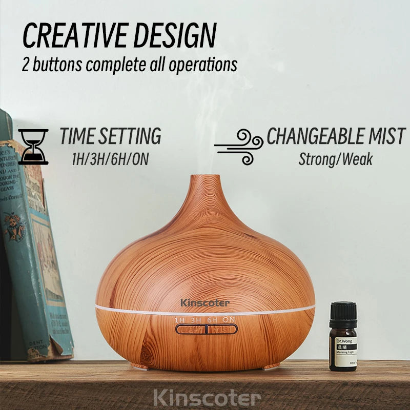 KINSCOTER Electric Aroma Diffuser Air Humidifier 500ml Ultrasonic Cool Mist Maker Fogger High Quality LED Essential Oil Diffuser - SmartBlip