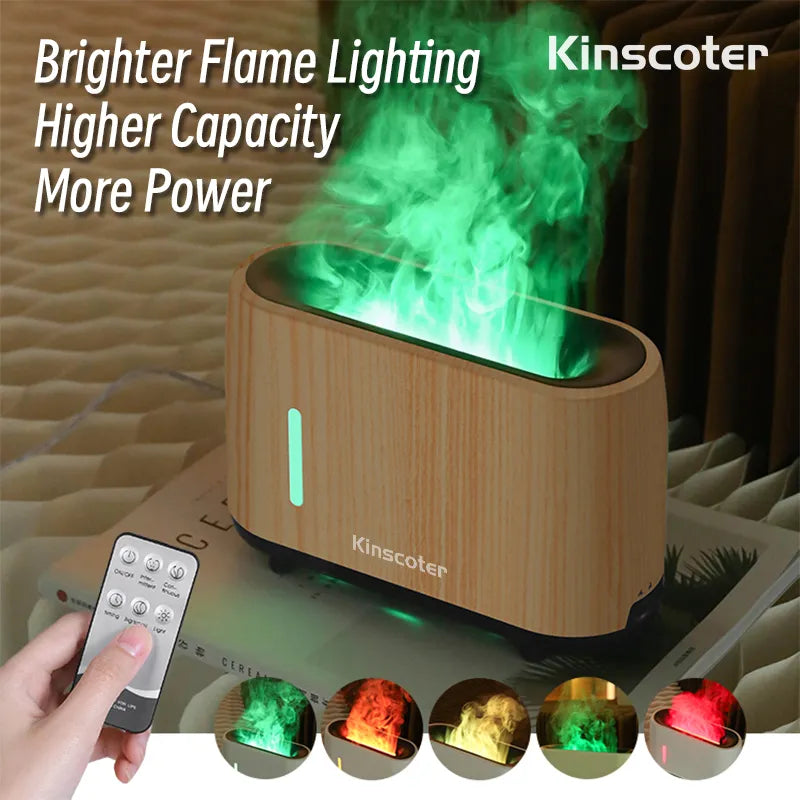 Kinscoter 240ml Flame Air Humidifier Electric Colorful Fire Essential Oil Aroma Diffuser Cool Gift With Remote Control - SmartBlip