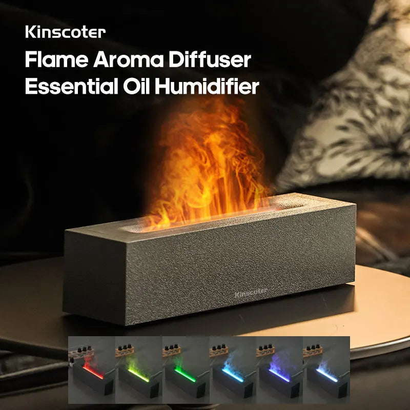 KINSCOTER Flame Aroma Diffuser Air Humidifier Ultrasonic Cool Mist Maker Fogger LED Essential Oil Flame Lamp Difusor - SmartBlip