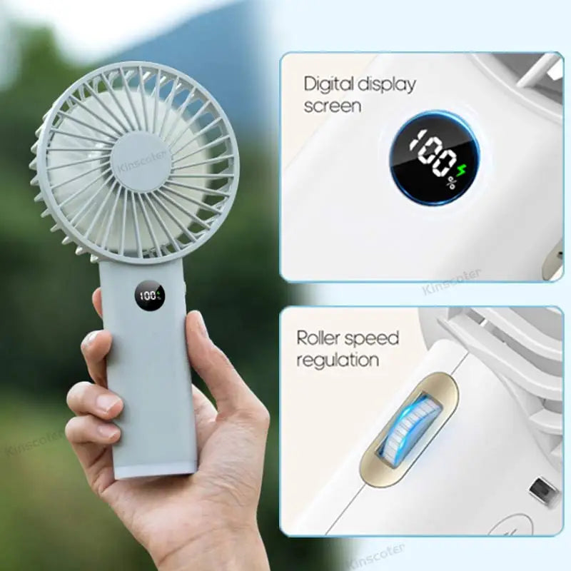 New Handheld Personal Fan Portable Mini USB Hand Fan 3600mAh Rechargeable Mini Fan with Stepless Speed Control Display Nightligh - SmartBlip