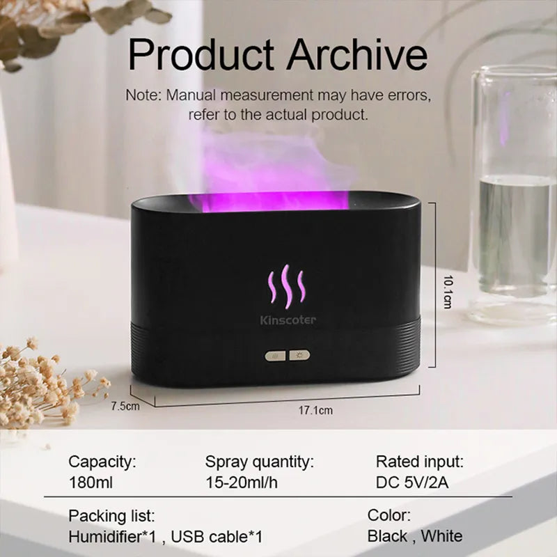 Kinscoter Aroma Diffuser Air Humidifier Ultrasonic Cool Mist Maker Fogger Led Essential Oil Flame Lamp Difusor - SmartBlip