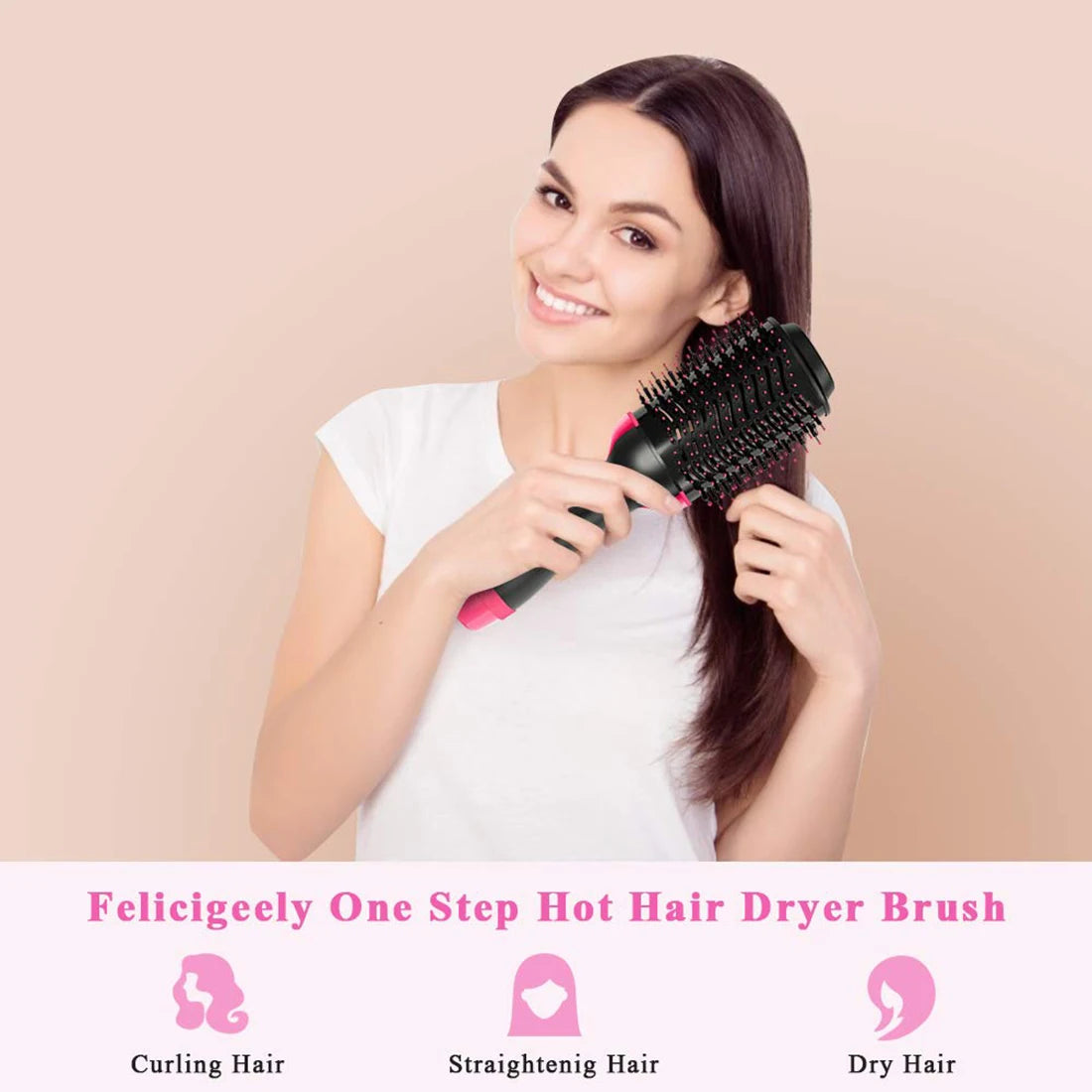 Hair Dryer Hot Air Brush Styler and Volumizer Hair Straightener Curler Comb Roller Electric Ion Blow Dryer Brush - SmartBlip