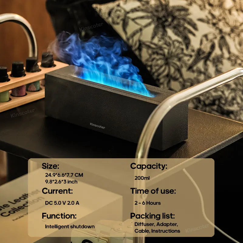 KINSCOTER Flame Aroma Diffuser Air Humidifier Ultrasonic Cool Mist Maker Fogger LED Essential Oil Flame Lamp Difusor - SmartBlip