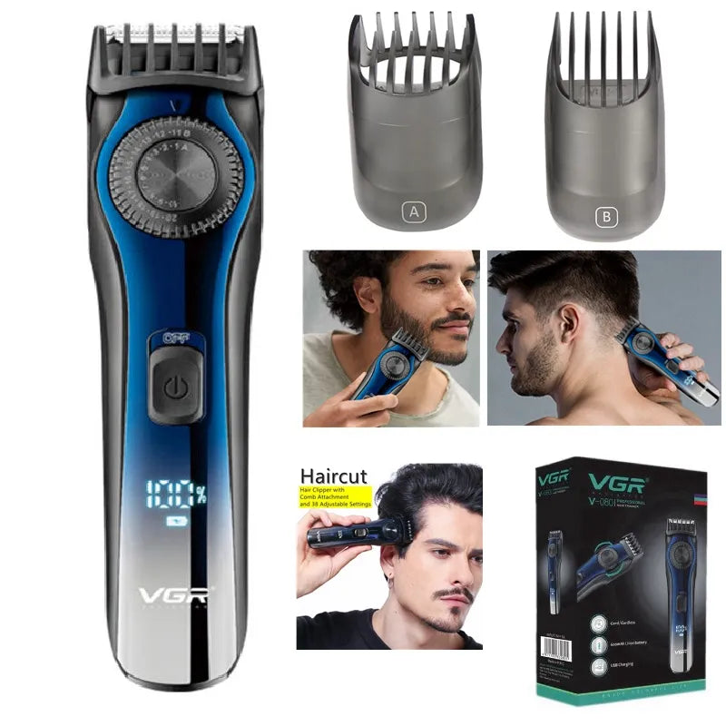 VGR Cord/Cordless 1-20mm Adjustable Beard Hair Trimmer For Men Grooming Edge Rechargeable Electric Hair Clipper With 38 Setting - SmartBlip