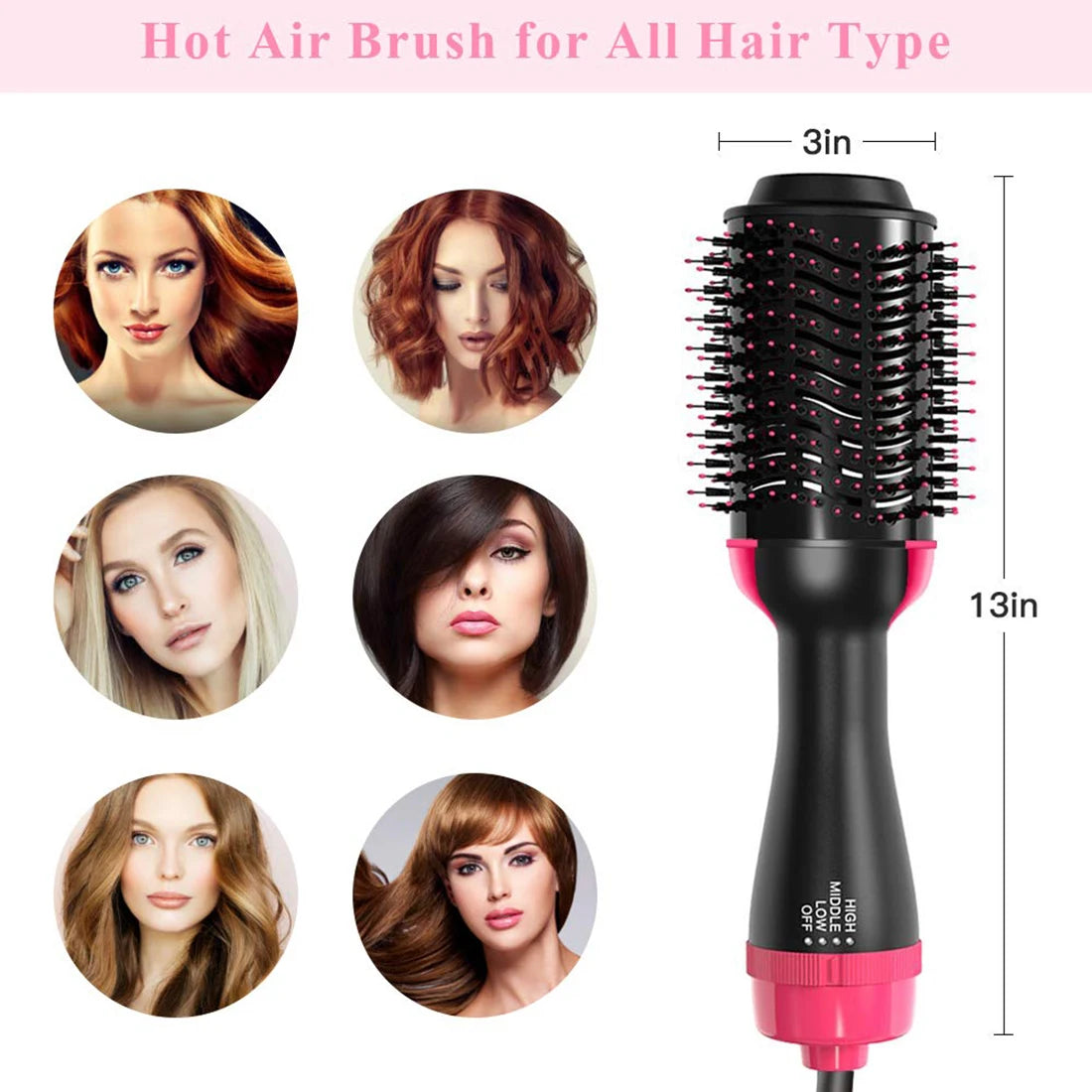 Hair Dryer Hot Air Brush Styler and Volumizer Hair Straightener Curler Comb Roller Electric Ion Blow Dryer Brush - SmartBlip