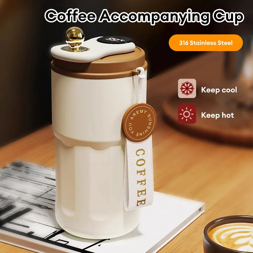 420ml Digital Display Thermal Cup Double Layers 316 Stainless Steel Coffee Cup Smart Heat Insulation Coffee Mug Tumbler for Gift - SmartBlip