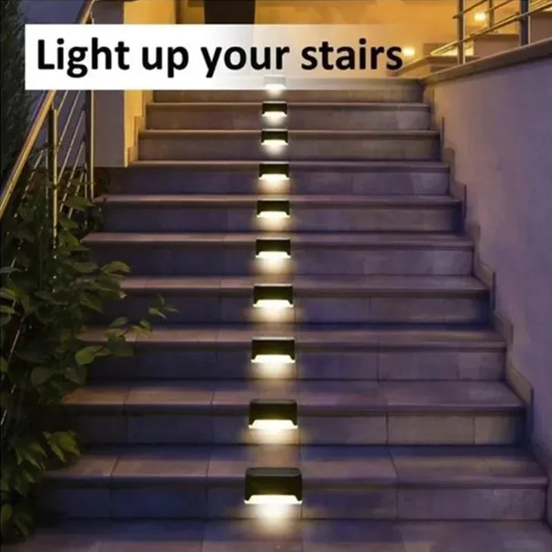 Warm White LED Solar Step Lamp Path Stair Outdoor Garden Lights Waterproof Balcony Light Decoration for Patio Stair Fence Light - SmartBlip
