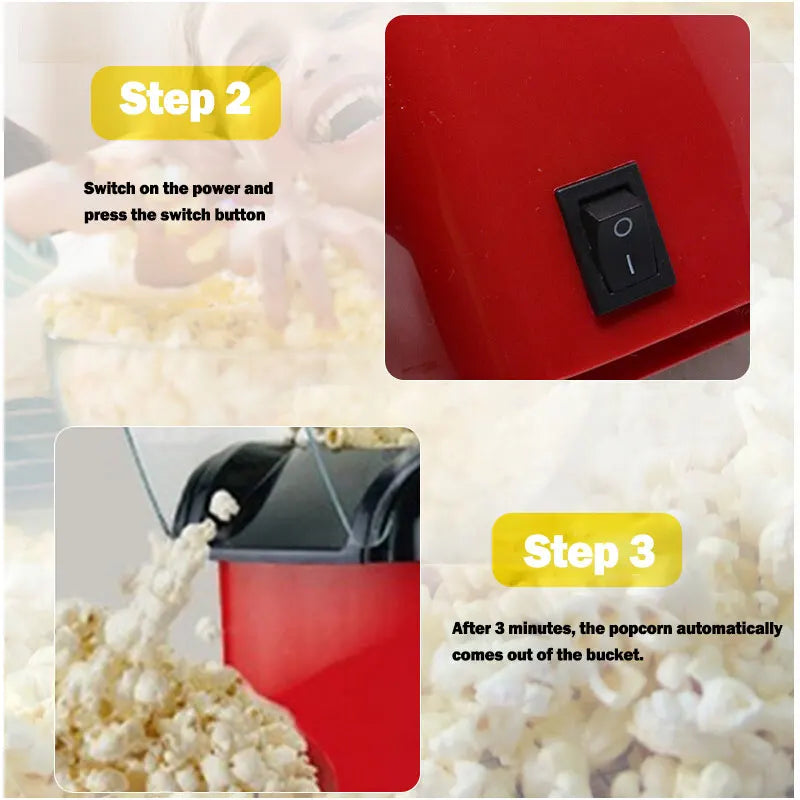 Popcorn Makers 1200W Fully Automatic Household Mini Efficient Electric Hot Air Corn Machine Corn Popper For Home Kitchen Tools - SmartBlip