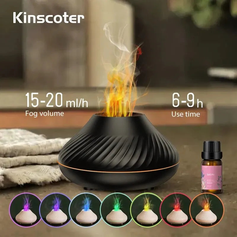 KINSCOTER Volcanic Aroma Diffuser Essential Oil Lamp 130ml USB Portable Air Humidifier with Color Flame Night Light - SmartBlip