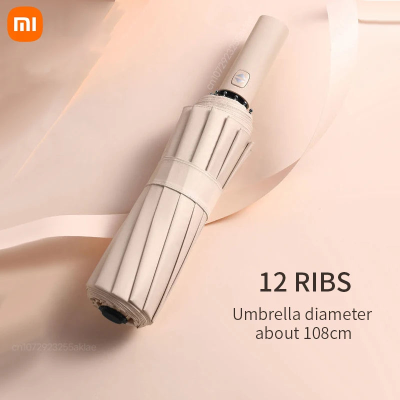 Xiaomi MIJIA 12 Bone Solid Color Automatic Umbrella Collapsible Large Size Sunshade UV Protection Business Men And Women - SmartBlip