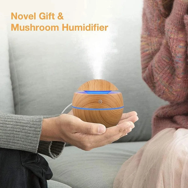 Humidifier Electric Air Aroma Diffuser Wood Ultrasonic 130ML Air Humidifier Essential Oil Aromatherapy Cool Mist Maker For Home - SmartBlip