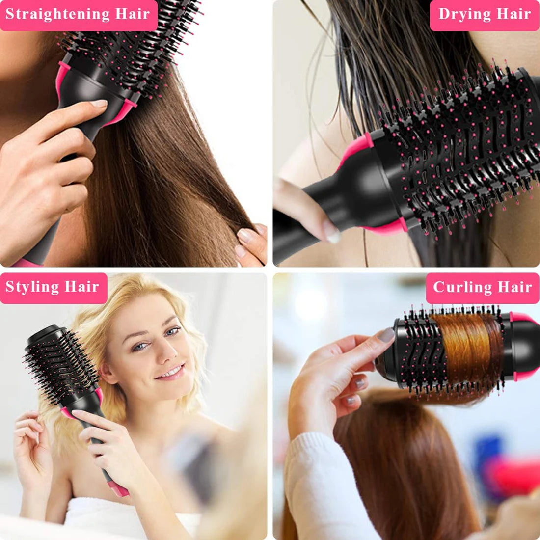 Hair Dryer Hot Air Brush Styler and Volumizer Hair Straightener Curler Comb Roller Electric Ion Blow Dryer Brush - SmartBlip