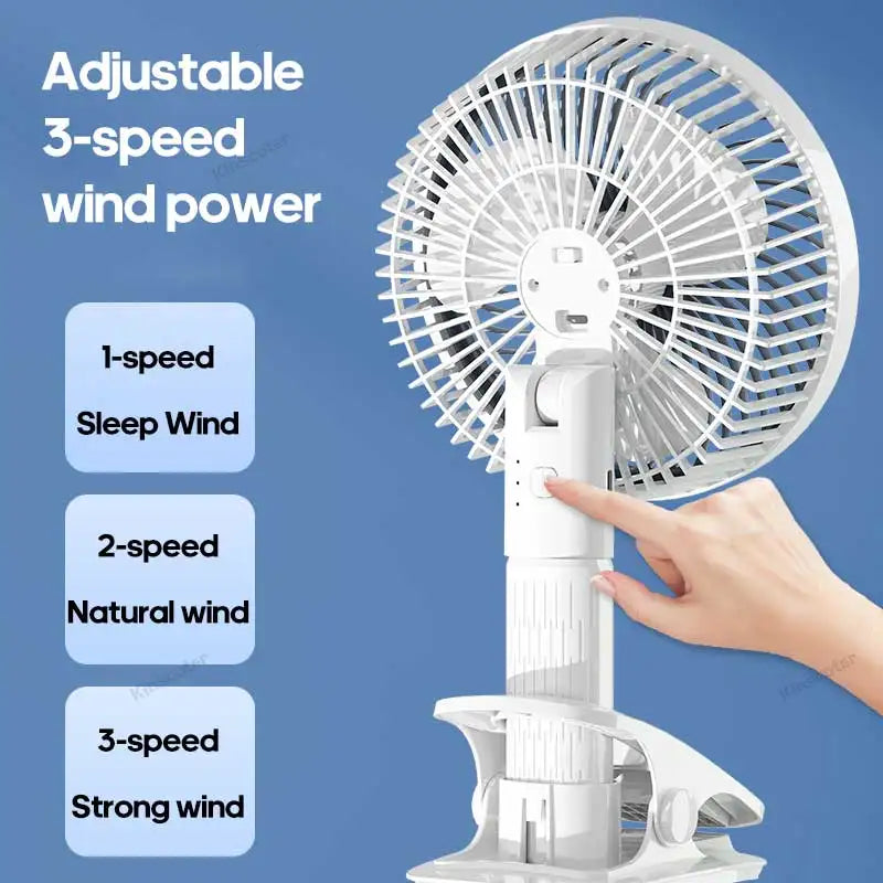 Home Electric Clip Fan Portable Cordless 1200mah Desktop Wall Fan Ventilator Handheld Personal Fan - SmartBlip